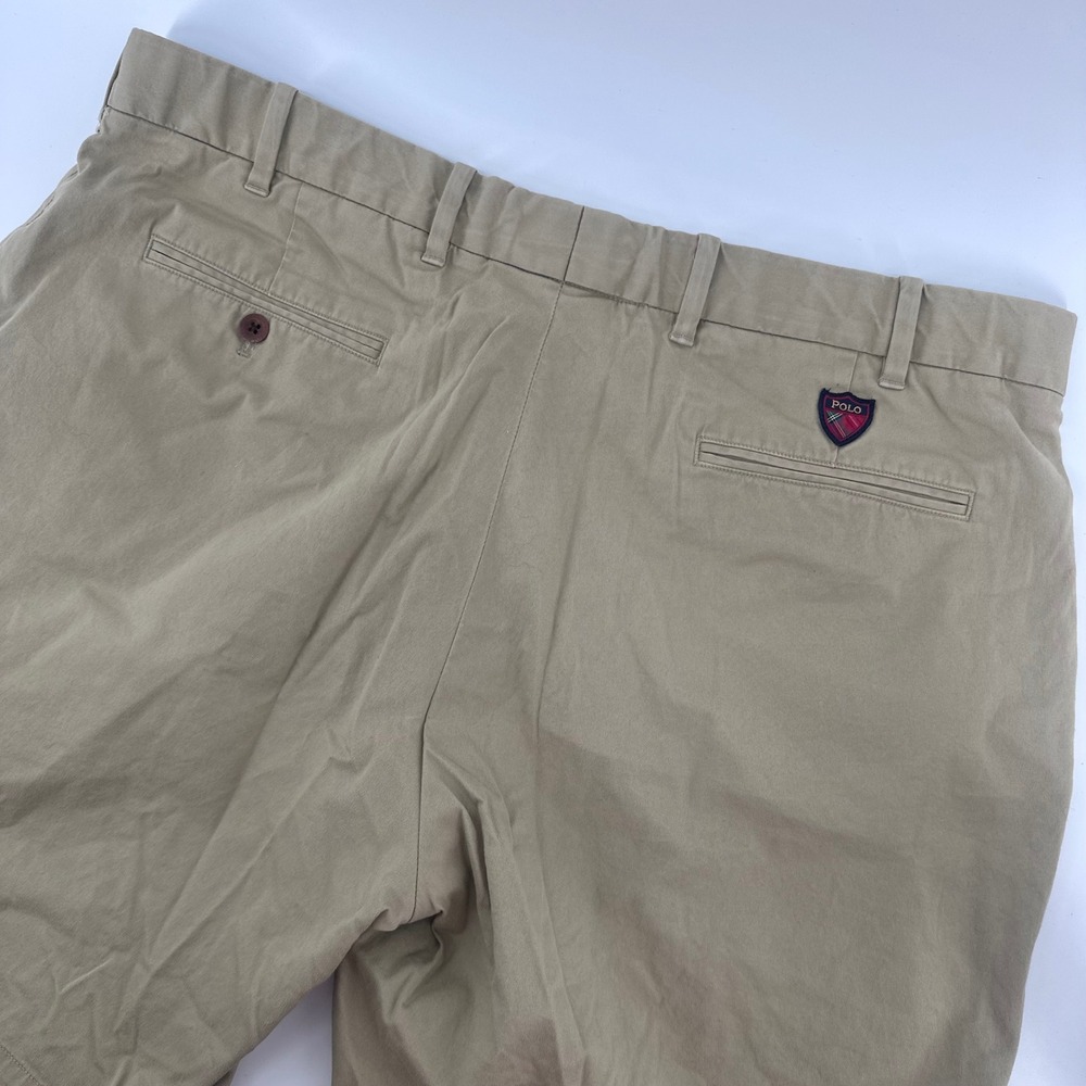 Polo Golf Ralph Lauren Shorts Mens 38 Khaki Tan Stretch Chino Logo Patch Flat